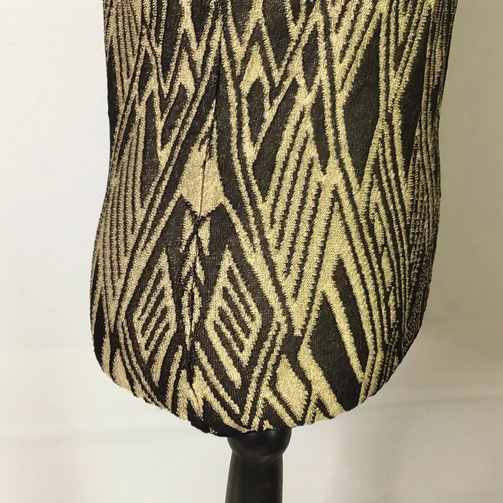 LAUREN Ralph Lauren Gold Black Metallic Cold Shoulder Short Sleeve Sweater XS